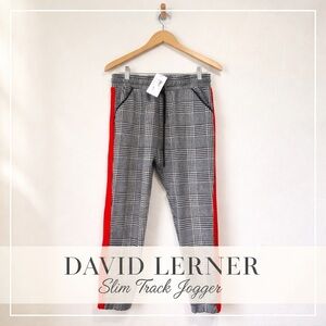 David Lerner Slim Track Jogger with Trim Plaid Size S NWT
